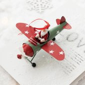 1 Adet 13cm Metal Uçakta Noel Baba Ağaç Süsü - 4
