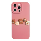 iPhone 15 Pro Kılıf 3D M Bear Kamera Korumalı Silikon Kapak - 6