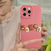 iPhone 15 Pro Kılıf 3D M Bear Kamera Korumalı Silikon Kapak - 7