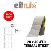 Elitrulo Barkod Etiketi 20x40 4 Lü Termal - 4000 Adet - 1