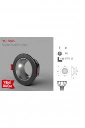 YCL Dekoratif Modern Spot Kasa Siyah+ Koyu Gri Sıva Altı Yc-1045 - 1