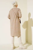 Dik Yaka Çizgili Tunik Kahve - 3