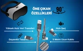 Cosmostech Meta Quest Sanal Gerçeklik Gözlüğü için Link Kablosu 1/2/3/Pro/Pico Uyumlu 3.2 Hızlı Data Kablosu 5m – G - 5