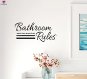 Duvar Sticker Banyo Kuralları Komik Sözler Alıntı İç Oturma Odası, Ofis, Mağaza Dekoru Siyah 22,5 inç x 10,5 inç - 1