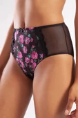 GARDENIA A Plus Siyah Çiçek Desenli Dantel Detaylı Control Slip Külot - 2