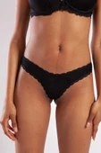 GLORIN A Plus Siyah Dantel Detaylı Mini Slip Külot - 1