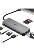 Bix BX10HB 8in1 Type-C Hub HDMI, PD Şarj, 1Gbps RJ45, 3x USB, Macbook Uyumlu Çoklayıcı Adaptör - 1