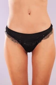 GALIANA A Plus Siyah Tül ve Pul Detaylı Mini String Tanga - 1