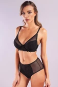 GASPARA A Plus Siyah Dantel Detaylı Big Size Plunge Sütyen - 4
