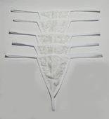 ASM1222 Kadın 5 Lü Ekru Lez Dantel Üç gen Sevgilim String - 4