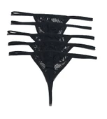 ASM1223 Kadın 5 Lü Siyah Lez Dantel Üç gen Sevgilim String - 4