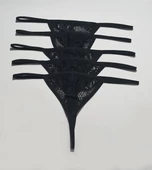 ASM1223 Kadın 5 Lü Siyah Lez Dantel Üç gen Sevgilim String - 1