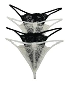 ASM1234 Kadın 4 Lü Renkli Dantel İlk Aşkım String - 1