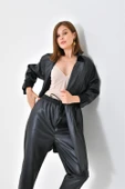 FTZ Women Kadın Deri Pantolon  Siyah RBN4049 thumbnail 5