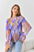 FTZ Women Kadın Şifon Bluz  Mor 30467 - 3