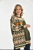 FTZ Women Kadın Etnik Desen Bluz  Haki 21-6269 thumbnail 7