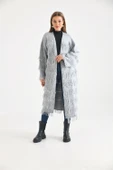 FTZ Women Kadın Püskül Detaylı Uzun Kap  Gri 20066 - 5