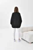FTZ Women Kadın Oversize 3 İp Şardonlu Sweatshirt  Siyah 10001 thumbnail 7
