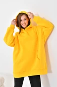 FTZ Women Kadın Oversize 3 İp Şardonlu Kapüşonlu Sweatshirt  Sarı 10000 thumbnail 1