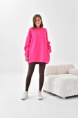 FTZ Women Kadın Oversize 3 İp Şardonlu Sweatshirt  Fuşya 10001 - 3