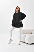 FTZ Women Kadın Oversize 3 İp Şardonlu Sweatshirt  Siyah 10001 thumbnail 6