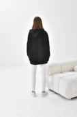 FTZ Women Kadın Oversize 3 İp Şardonlu Fermuarlı Sweatshırt  Siyah 10002 thumbnail 4