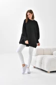 FTZ Women Kadın Oversize 3 İp Şardonlu Sweatshirt  Siyah 10001 - 1