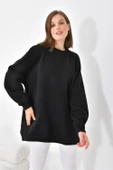 FTZ Women Kadın Oversize 3 İp Şardonlu Sweatshirt  Siyah 10001 thumbnail 2
