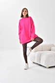 FTZ Women Kadın Oversize 3 İp Şardonlu Sweatshirt  Fuşya 10001 - 4