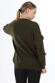 FTZ Women Kadın Önü Püsküllü Triko  Haki 21-1102 - 3