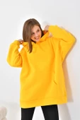 FTZ Women Kadın Oversize 3 İp Şardonlu Kapüşonlu Sweatshirt  Sarı 10000 thumbnail 2