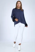 FTZ Women Kadın Kolları Kürk Detaylı Triko  İndigo 21-1278 thumbnail 1