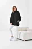 FTZ Women Kadın Oversize 3 İp Şardonlu Sweatshirt  Siyah 10001 thumbnail 5