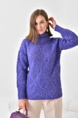 FTZ Women Kadın Degaje Yaka Detaylı Simli Kazak  Mor 20565 thumbnail 2