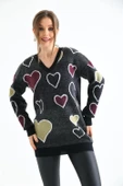 FTZ Women Kadın Kalp Desenli Tunik  Siyah 20098 - 2