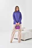 FTZ Women Kadın Degaje Yaka Detaylı Simli Kazak  Mor 20565 thumbnail 4