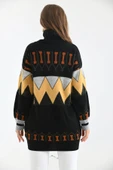 FTZ Women Kadın Zigzag Desen Sakallı Kazak  Siyah 21-6294 thumbnail 7