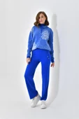 FTZ Women Kadın Çiçek Desen Pantolonlu Takım  Saks Mavi 20592 thumbnail 1