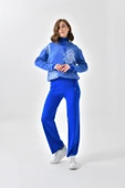 FTZ Women Kadın Çiçek Desen Pantolonlu Takım  Saks Mavi 20592 thumbnail 2