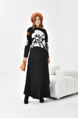 FTZ Women Kadın Çiçek Desen Detaylı Etekli Takım  Siyah 20125 thumbnail 1