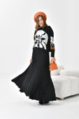 FTZ Women Kadın Çiçek Desen Detaylı Etekli Takım  Siyah 20125 thumbnail 2