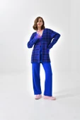 FTZ Women Kadın Kuş Tüyü Detaylı Pantolonlu Takım  Saks Mavi 20572 thumbnail 1