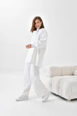 FTZ Women Kadın İki İp Deri Detaylı Takım  Ekru 30618 thumbnail 5