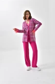 FTZ Women Kadın Kuş Tüyü Detaylı Pantolonlu Takım  Fuşya 20572 - 3