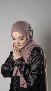 Gül Kurusu Pratik Hazır Geçmeli Tesettür Şal Örme Kumaş Taş Desenli 2118T_18 - 3