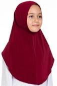 Bordo Pratik Hazır Geçmeli Genç Tesettür Bone Sandy Kumaş Düz Hijab 2312_16 - 1