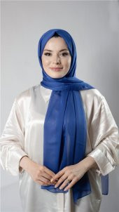 Saks Mavisi Düz Klasik Şal Şifon Kumaş Janjan Abiye 202108_24 - 1