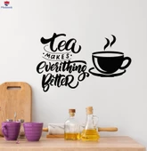 Oturma Odası, Ofis, Dükkan Duvar Sticker Çay Saati Töreni Mutfak Alıntı Cafe Cümle Çıkartmaları - 1