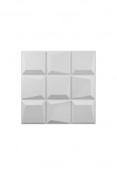 Renkli Duvarlar 50x50cm 1 Adet Yıkanabilir 3D Yapışkanlı Beyaz Geometrik Desen Boyanabilir Duvar Paneli Kağıdı ABS - 1