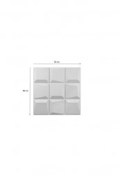 Renkli Duvarlar 50x50cm 1 Adet Yıkanabilir 3D Yapışkanlı Beyaz Geometrik Desen Boyanabilir Duvar Paneli Kağıdı ABS - 2